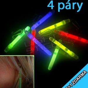 Svietiace náušnice 3 + 1 zadarmo (chemické svetlo), štyri páry