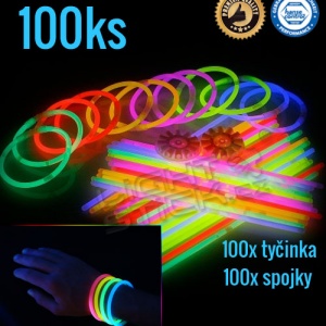 Svietiace náramky 100ks, výber farieb