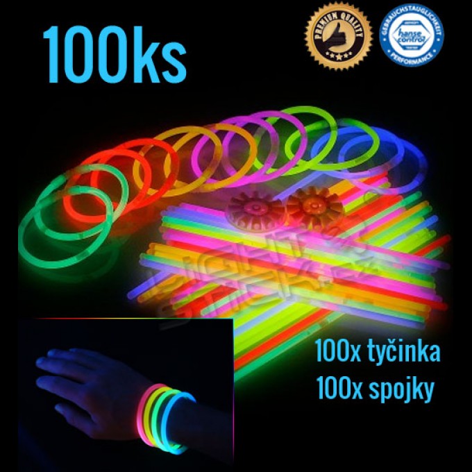 Svietiace náramky 100ks, výber farieb